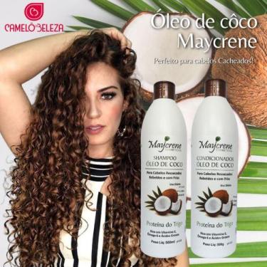 Imagem de Shampoo E Condicionador Cabelos Cacheados Óleo De Coco 500ml - Maycren