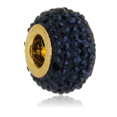 Imagem de Berloque Murano de Acrílico Preto Separador Pandora Banhado a Ouro 18k - Premium