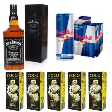 Imagem de Combo Whisky Jack Daniel's 1L + 4 Red Bulls + Agua De Coco