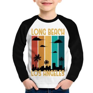Imagem de Camiseta Raglan Infantil Long Beach Los Angeles Manga Longa - Foca Na