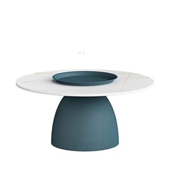 Imagem de Mesa lateral mesa de chá mesa de centro criativa moderno pequeno apartamento sala de estar sofá mesa em estilo simples pequena mesa redonda mesa de centro para sala de estar (cor: caneca azul grande, tamanho: G)