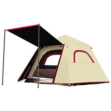 Imagem de Barraca de acampamento, barracas de acampamento à prova d'água para 3-4 pessoas à prova de vento Pop Up Family Teepee Tenda de camada dupla Tenda instantânea automática Grandes janelas de malha,