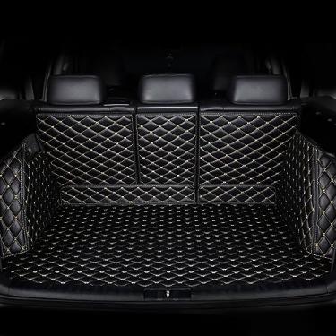 Imagem de Forro de bota de cobertura total para carro, para Mitsubishi Outlander EX 2010-2012 tapetes de couro antiderrapante à prova d'água protetor de porta-malas traseiro, acessórios para carro, preto-bege