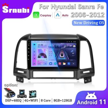 Imagem de Rádio de carro Android 11 para Hyundai Santa Fe 2  2006  2007  2008  2009  2010  2011  2012  Leitor
