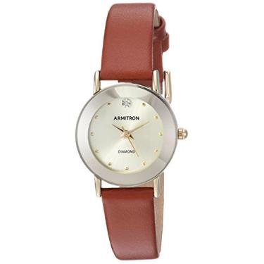 Imagem de Armitron Relógio feminino 75/2447 com detalhes em diamante, Marrom/dourado, 40mm,