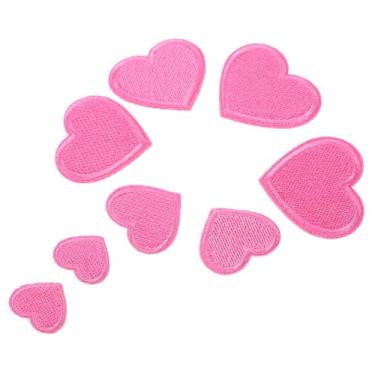 Imagem de NUOBESTY 8 Unidades Fragmento apliques remendo do coração chapéus casacos acessório de casaco pequenos remendos de chapéu pequena roupas Fato de Treino decorar algodão rosa