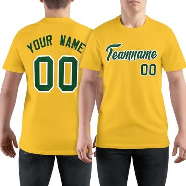 Imagem de Camiseta de beisebol personalizada para homens, mulheres, jovens, camisas de manga curta, logotipo com número de nome impresso personalizado, Amarelo e verde - 17, One Size