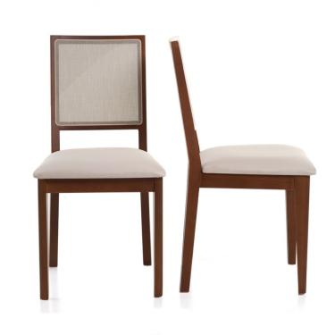 Imagem de Conjunto com 2 Cadeiras Sila Imbuia e Bege