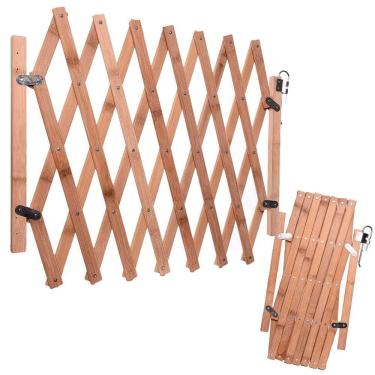 Imagem de Portao Retratil Cachorro Pet Coelho Criança Bebe Grade Safonada Bambu Ajustavel Cercadinho Previne Acidentes