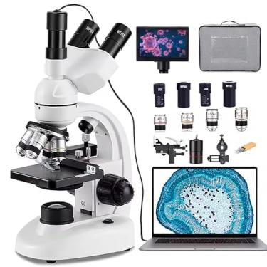 Imagem de Microscópio binocular para alunos do ensino fundamental e médio + display + oculares eletrônicas - corpo de metal resistente, suporte para celular, vem com bolsa para presente experimental -12000X