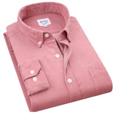 Imagem de BoShiNuo Camisa masculina de veludo cotelê de algodão quente outono inverno manga comprida camisa casual inteligente para homens confortáveis, H-h-1610, G