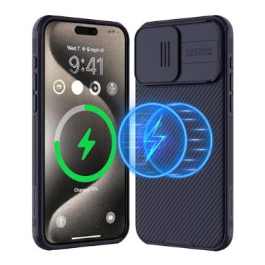 Imagem de Nillkin Capa magnética para iPhone 15 Pro Max, compatível com MagSafe, capa de câmera deslizante, capa magnética CamShield Pro para iPhone 15 Pro Max, Dark Pueple