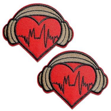 Imagem de CHBROS 2 peças de aplique bordado de coração engraçado de ferro/costurar em remendos para roupas, jaquetas, camisetas, mochilas..