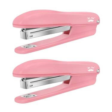 Imagem de Mr. Pen - Grampeadores para mesa, pacote com 2 com 200 grampeadores, capacidade para 20 folhas, rosa, conjunto de grampeadores de escritório