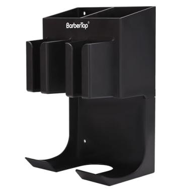 Imagem de Organizador de ferramentas de cabelo montado na parede, suporte para secador de cabelo e penteados com barra de toalha, suporte para secador de banheiro, suporte de armazenamento de penteadeira para