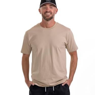Imagem de Camiseta masculina premium 100% algodão orgânico - Camiseta clássica de manga curta macia, Arena, M