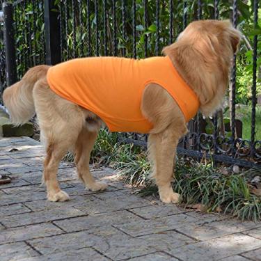 Imagem de Camisetas regatas para animais de estimação 2018 roupas para cachorro roupas em branco Top coletes para cães pequenos de tamanho médio grande 100% algodão colete de verão clássico (XGG, laranja)