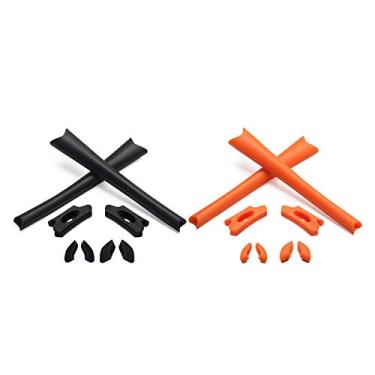 Imagem de Eye Opening Stuff Kits de borracha de substituição para fones de ouvido e nariz compatíveis com óculos de sol Oakley Flak Jacket/Flak Jacket XLJ - preto e laranja