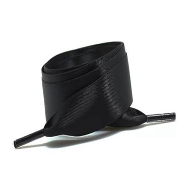 Imagem de Silk Satin Shoelaces Width Ribbon Flat Laces Women Boots Sneakers Shoelace Shoe Accessories (Color : Black, Size : 80cm)