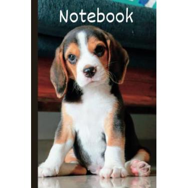 Imagem de Caderno Beagle Puppy | Bloco de notas forrado | Filhote de beagle fofo sentado na frente | Ótimo presente para amantes de cães