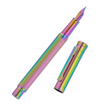 Imagem de Caneta-tinteiro Hongdian Forest Nib Fine Nib Rainbow Color com conversor e caixa de caneta de metal conjunto por Asvine