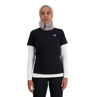 Imagem de New Balance Camiseta feminina Sport Essentials Heathertech, Preto, GG