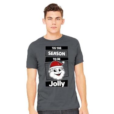 Imagem de TeeFury - To Be Jolly - Camiseta masculina de férias, Papai Noel, Papai Noel, Azul marino, G