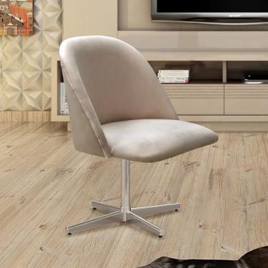 Imagem de Poltrona Decorativa Gaia Giratória Metal para Sala, Quarto, Recepção Cinza Capuccino