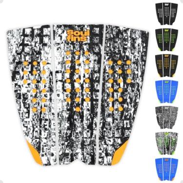 Imagem de Deck para Prancha de Surf Modelo Camo Steps II - Tração Máxima com Design Perfurado - Grip 3 Peças Leve e Cola Especial - Soul Fins (Mesclado/Laranja)