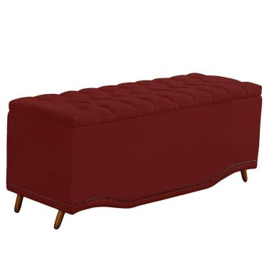 Imagem de Calçadeira Baú King Size Estofada Maitê Veludo Cor Marsala