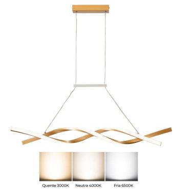 Imagem de Lustre Pendente Led 3 em 1 Aspiral Ondas Moderno Decoraçao Casa Sala de Jantar Recepçao Empresarial Residencial