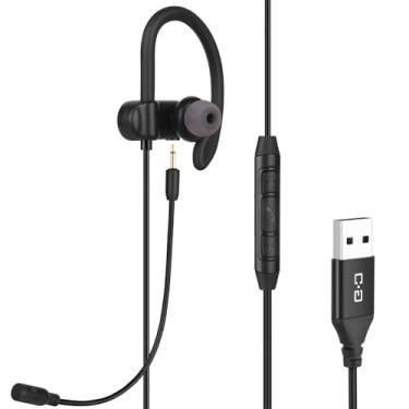 Imagem de DUNGZDUZ Fone de ouvido USB de um lado com microfone Boom, fone de ouvido USB-A para PC, Mac, laptop, desktop, PS4, PS5 e call center, ideal para conferências, jogos, trabalho remoto, cabo longo de