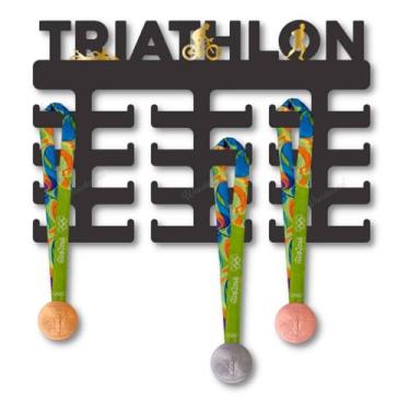 Imagem de Porta Medalhas Triathlon Masculino Detalhe Dourado