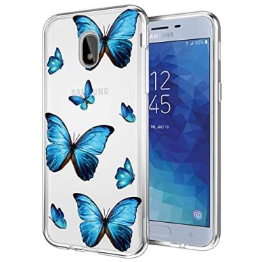 Imagem de Yerebel Capa para Galaxy J7 Refine/J7 2018/J7 Star/J7V 2ª geração/J7 Aero/J7 Top Cute Case, Capa de telefone de borracha TPU flexível transparente para Samsung Galaxy J7 2018 (borboleta azul)