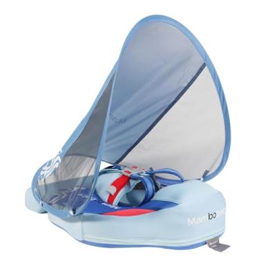 Imagem de Boia de natação para bebês Mambobaby com dossel e cauda, não inflável, boia de natação macia para bebês, proteção solar, boia de piscina para recém-nascidos, 3 a 24 meses, material amigo da pele para