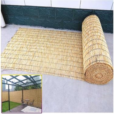 Imagem de Cerca de junco natural, cerca de bambu, pára-brisa de jardim, tela de privacidade, guarda-sol, fácil de instalar, para varanda, jardim, pátio, exterior, 2 3 4 pés de altura, 130 cm × 800 cm