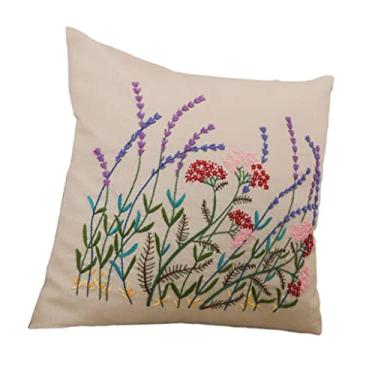 Imagem de Abbraccia Kit de bordado para iniciantes, fronha faça-você-mesmo, decoração de ponto de cruz - lavanda