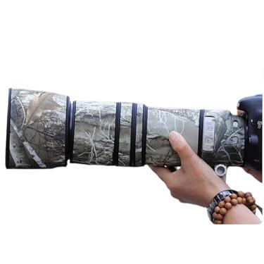 Imagem de CHASING BIRDS O revestimento de lente impermeável camuflagem para Canon EF 100-400 mm F4.5-5.6 L é uma capa protetora de lente USM à prova de chuva (camuflagem de árvore amarela, com extensor EF 1.4X