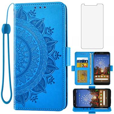 Imagem de Asuwish Capa carteira compatível com Google Pixel 3a XL, protetor de tela de vidro temperado, suporte para cartão de crédito, alça de pulso, suporte para celular para Pixel3aXL Pixle 3aXL A3 Pixel3a