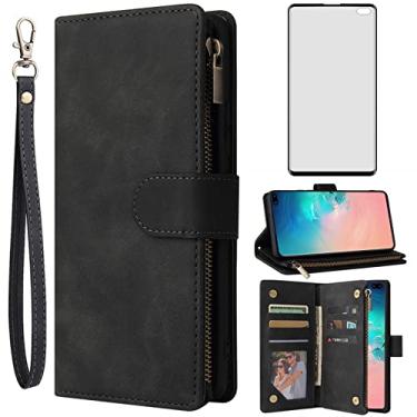 Imagem de Asuwish Capa tipo carteira compatível com Samsung Galaxy S10 Plus, protetor de tela de vidro temperado e capa flip com porta-cartões, capas para celular para Glaxay S10+ Galaxies S10plus 10S Edge S 10