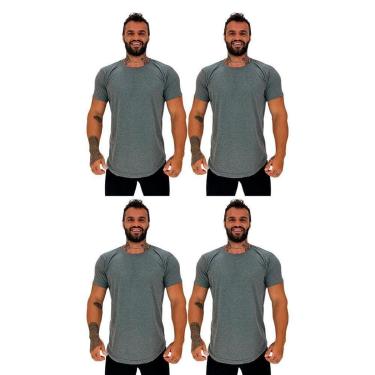 Imagem de Kit 4 Camiseta Longline MXD Conceito Slim Cores Básicas e Mescladas Lisas-Masculino