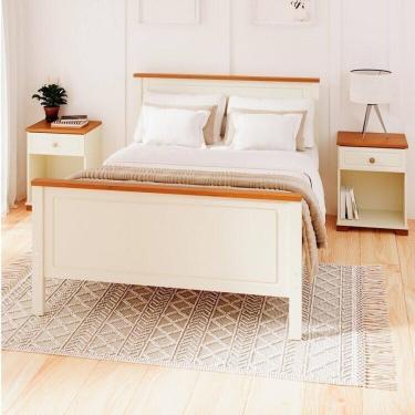 Imagem de Conjunto Dormitório 1 Cama Casal 2 Mesas de Cabeceira Ananda CabeCasa MadeiraMadeira Imbuia/Offwhite