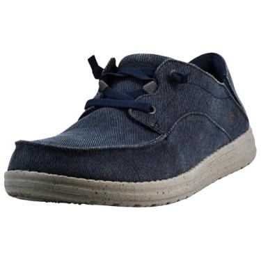 Imagem de Skechers Mocassim masculino Volgo Melson de lona sem cadarço, Azul-marinho/cinza, 46
