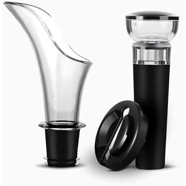 Imagem de Genérico - Kit de Vinho com Aerador e Rolha a Vácuo para Preservação, Conjunto com Aerador e Tampa a Vácuo para Melhor Conservação e Sabor do Vinho