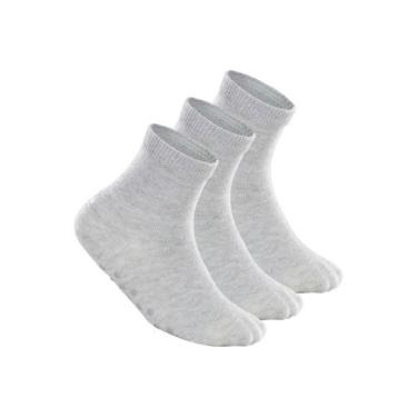 Imagem de Kit 3 Pares de Meias Bebê Antiderrapante Lupo 2041-032, Cinza