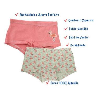 Imagem de Kit com 2 Calcinhas Femininas Infantil Shortinho Box Boxer Criança - O