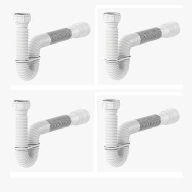 Imagem de Kit4pcs-Sifão Sanfonado Tubo Extensivo Universal Branco - Blukit