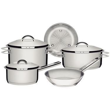 Imagem de Jogo de Panelas Tramontina de Inox Prata 5 peças Solar, Prata, 5