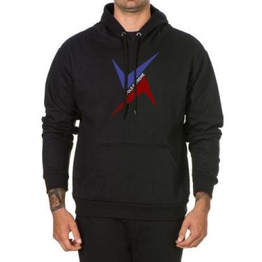 Imagem de Moletom Masculino Flanelado Capuz Bolso Canguru Estampado - Polo Blu, 