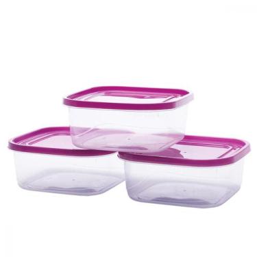 Imagem de Kit 3 Potes Marmitas Plástico Vasilha Porta Frios Utensílios Cozinha O